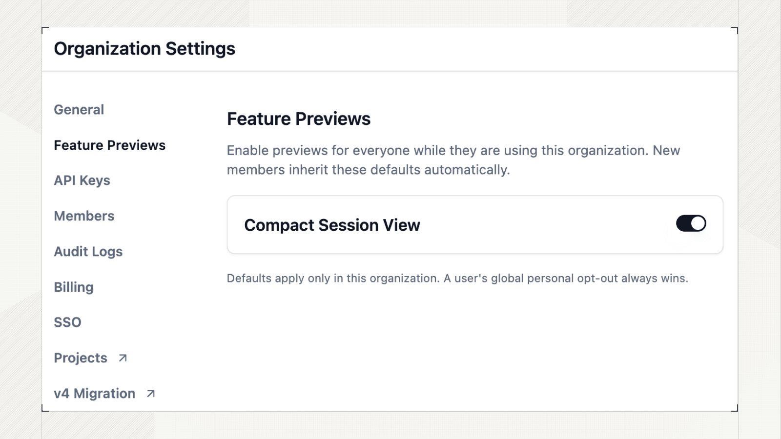 Enable feature previews for your organization